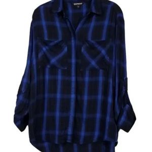 Express blue flannel SMALL women